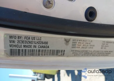 2020 Dodge Challenger Sxt from USA, damaged, VIN 2C3CDZAG1LH226490